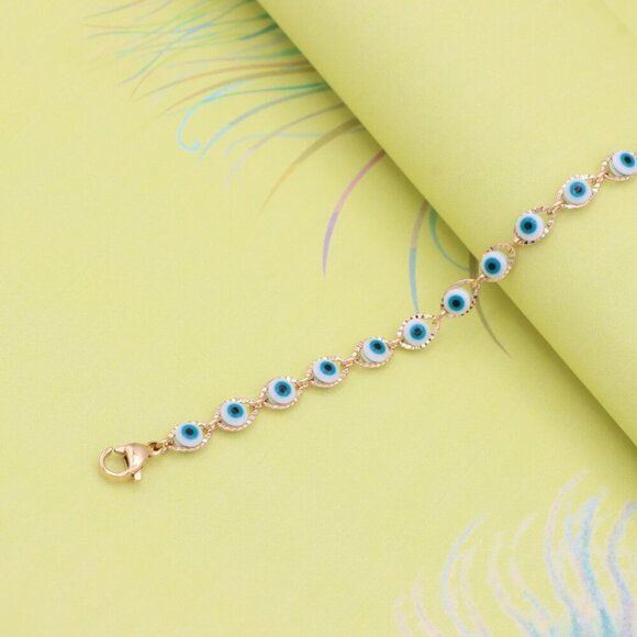 "Delicate Rose Gold Evil Eye Bracelet, XPBL0780 - Picture 7 of 12